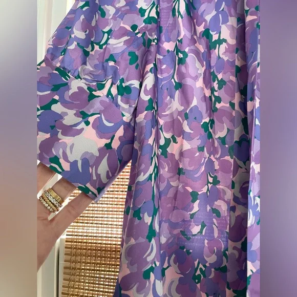 J Crew Collection Pink Purple Lilac Ratti Floral tie bow neck Blouse size M NWT - Picture 5 of 7